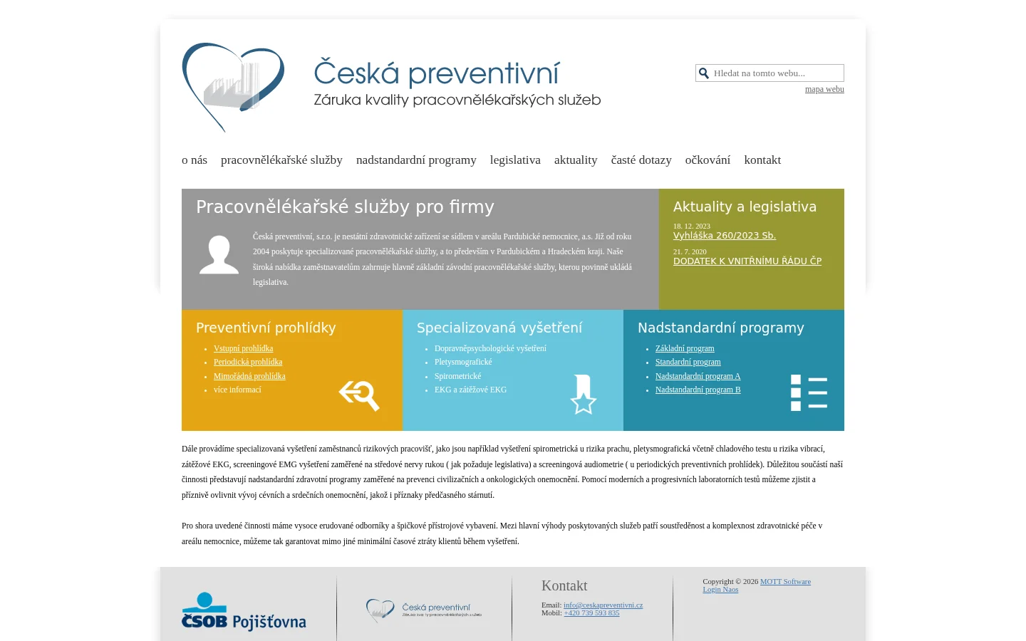 ČESKÁ PREVENTIVNÍ, s.r.o. website