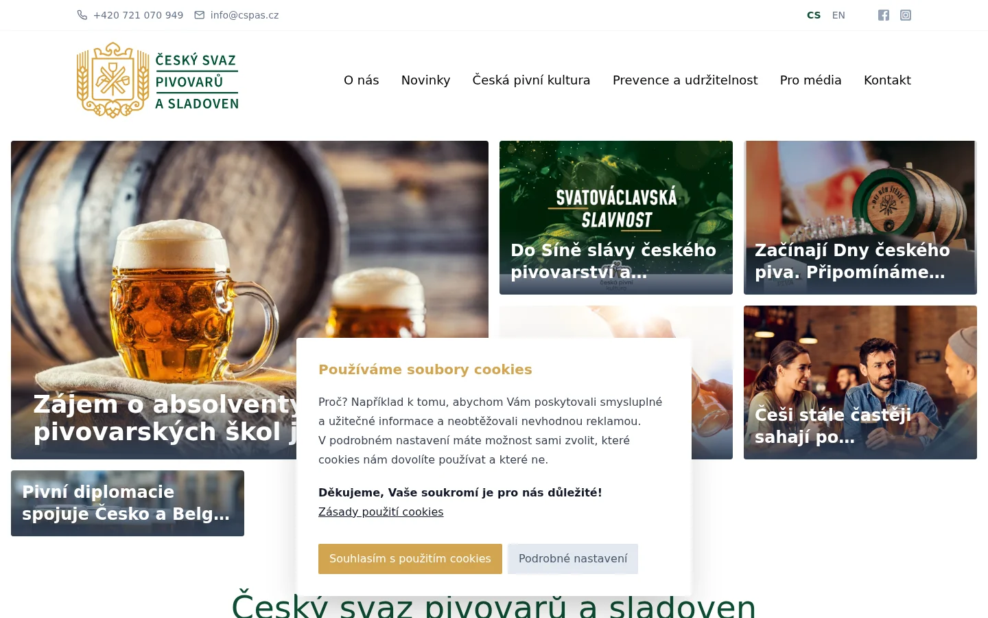 Český svaz pivovarů a sladoven website