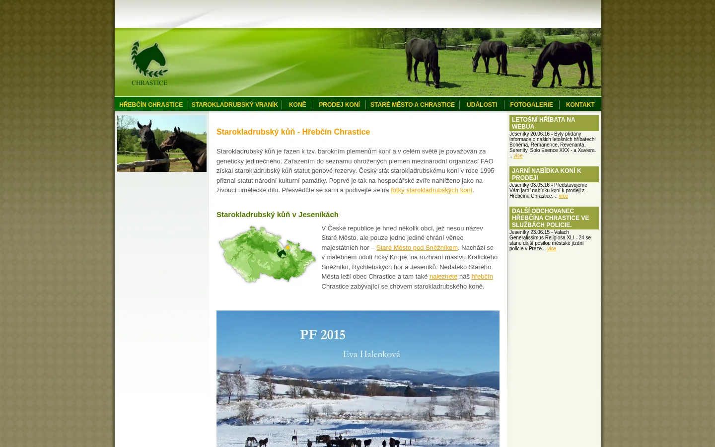 Hřebčín Chrastice website