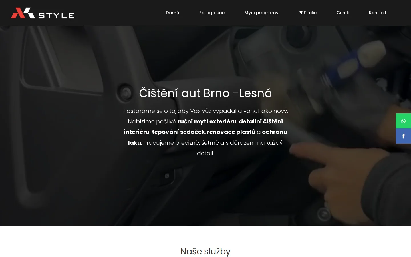 Čištění aut Brno website