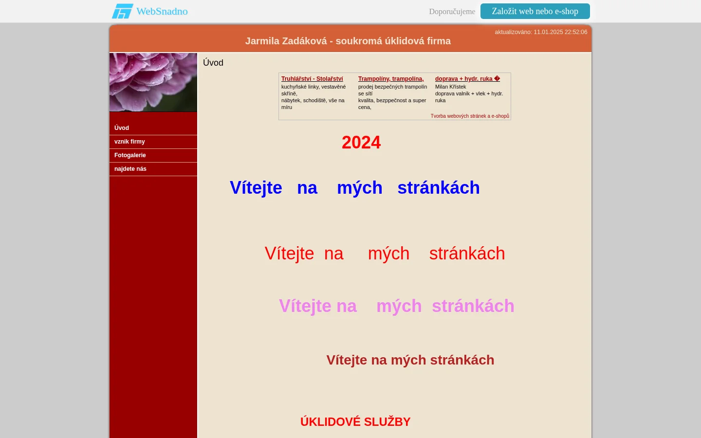 Jarmila Zadáková website