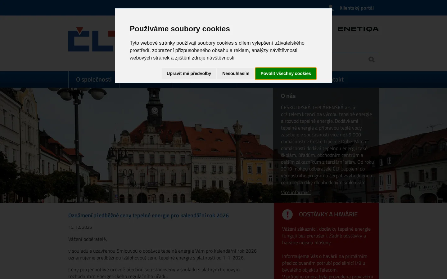 ČESKOLIPSKÁ TEPLÁRENSKÁ a.s. website