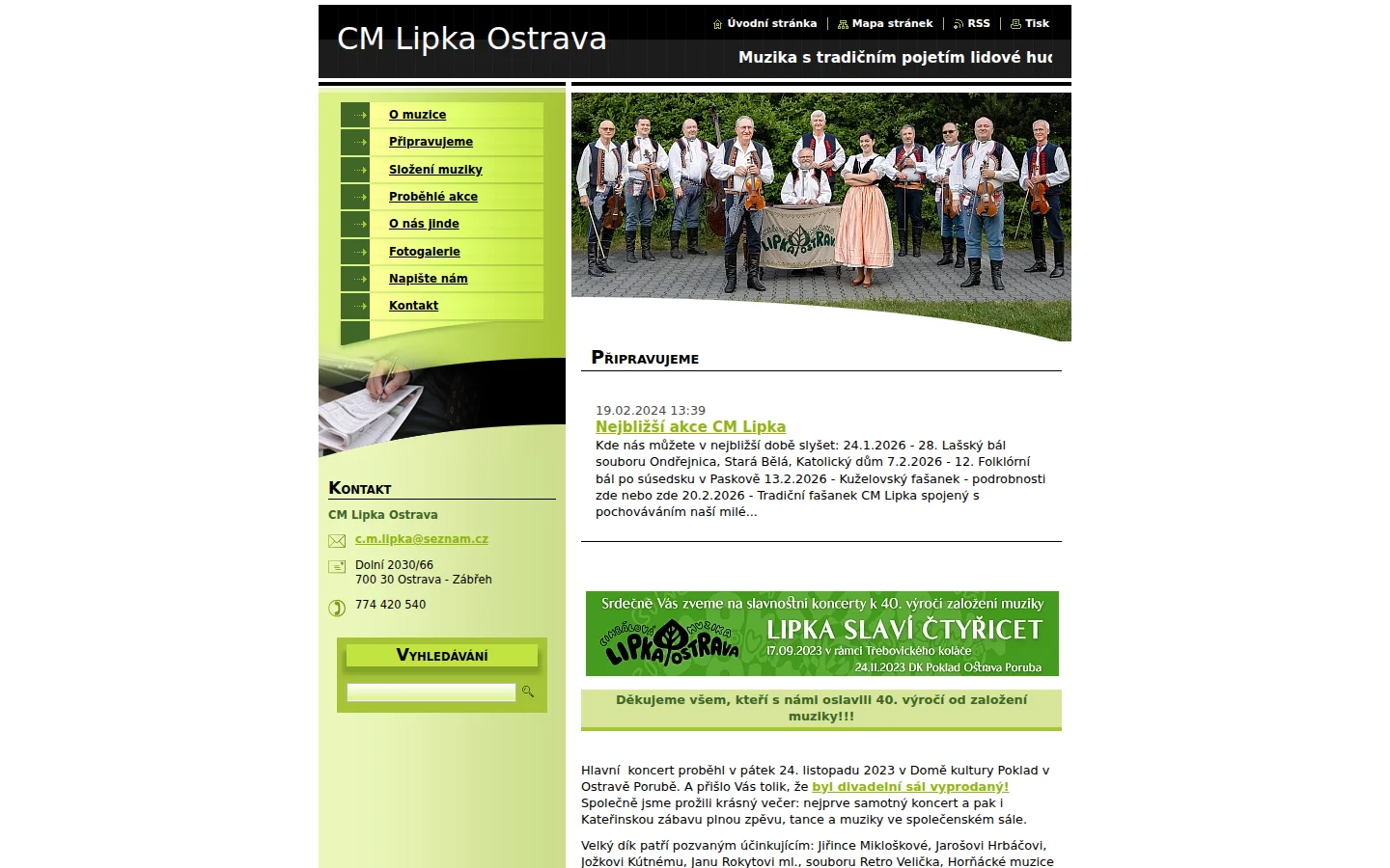 Cimbálová muzika Lipka Ostrava website