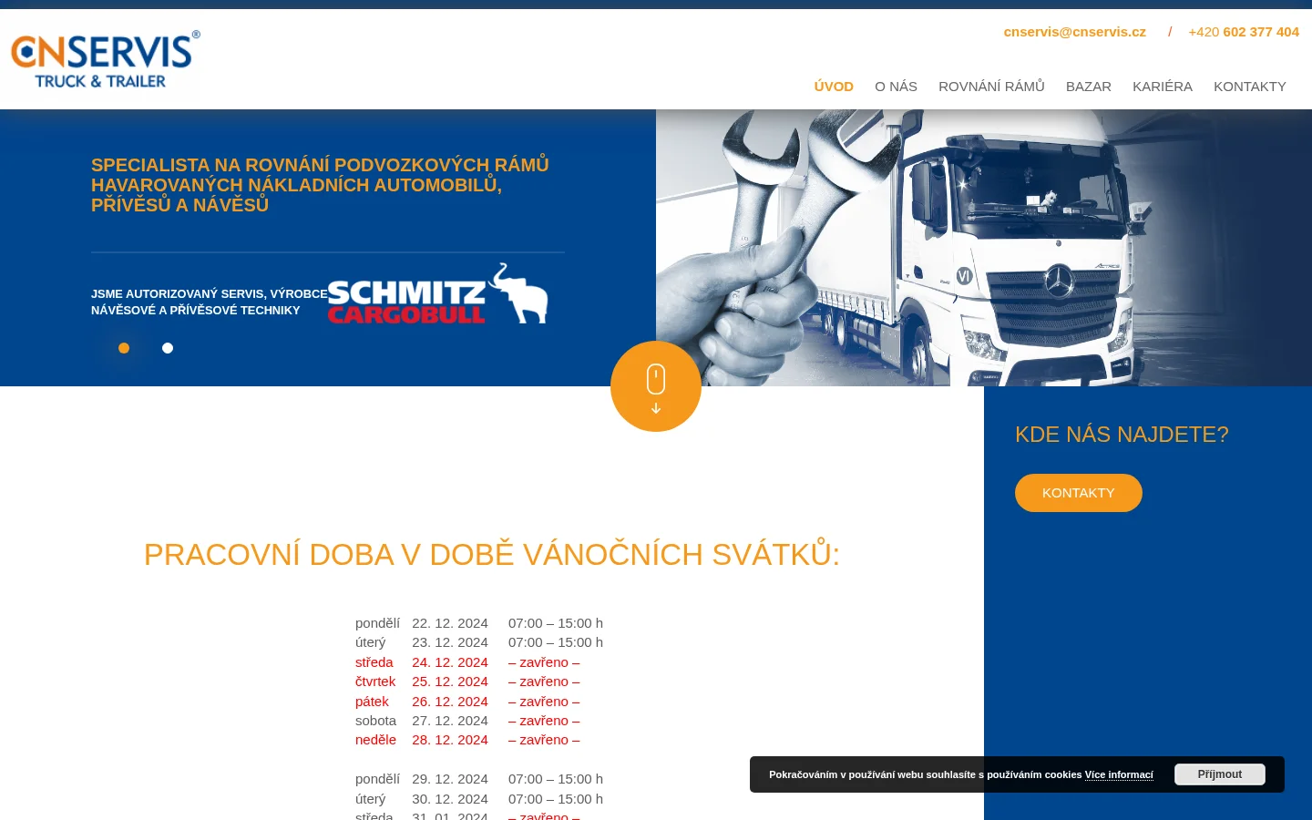 CN SERVIS, spol. s r.o. website