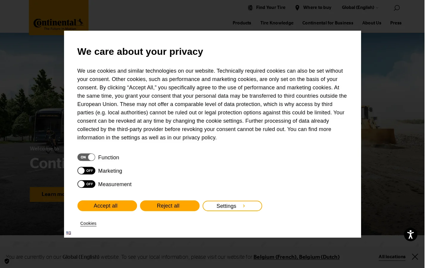 Continental Tires website