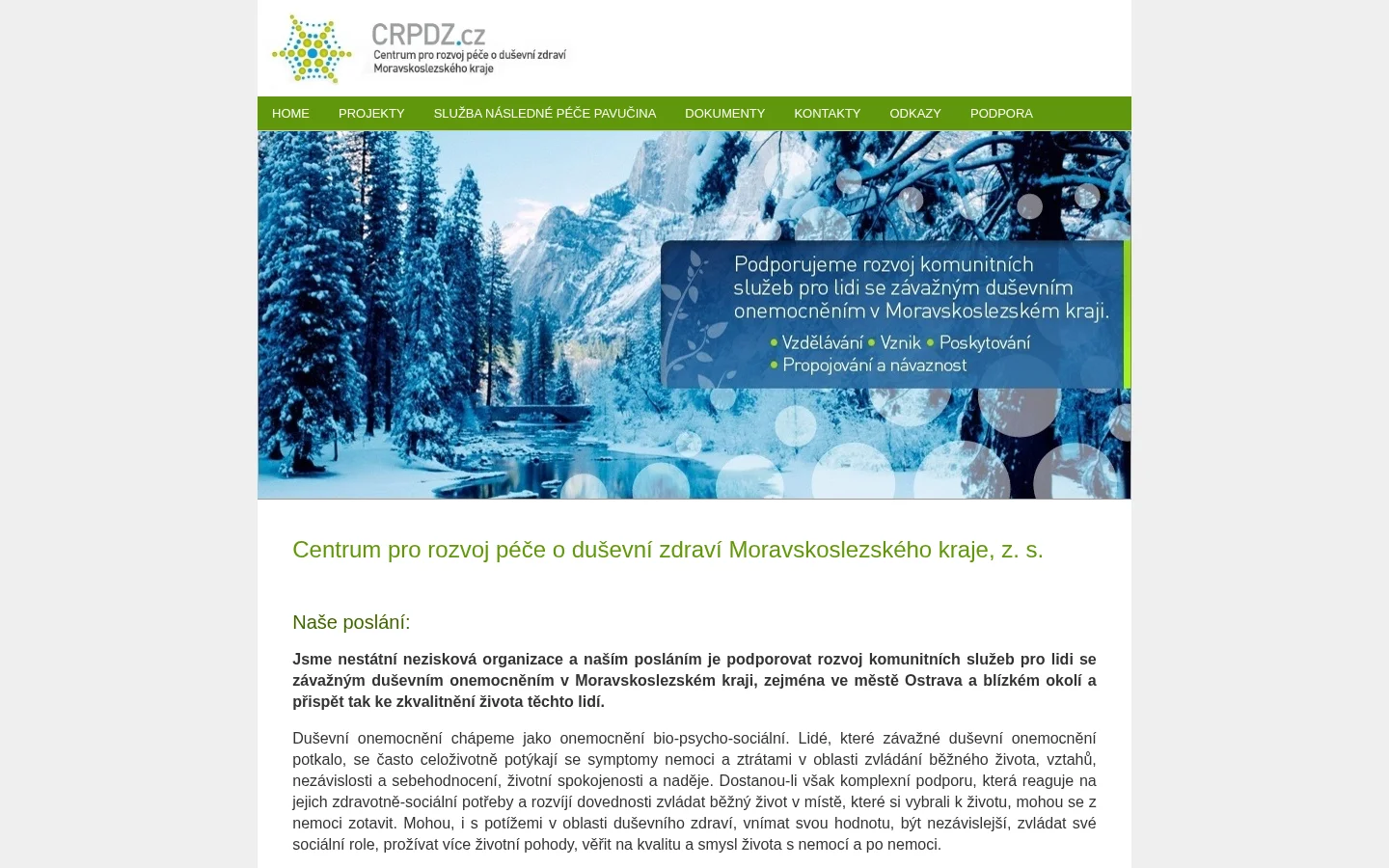 Centrum pro rozvoj péče o duševní zdraví Moravskoslezského kraje website