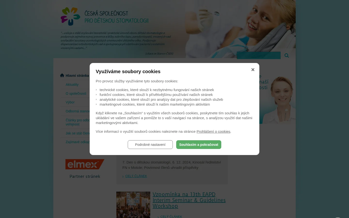 Česká společnost pro dětskou stomatologii website