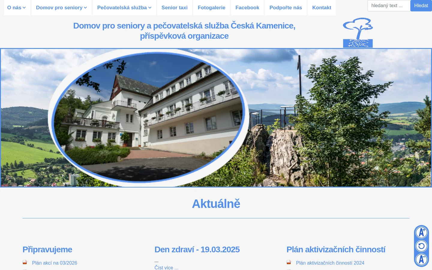 Domov pro seniory a pečovatelská služba Česká Kamenice website