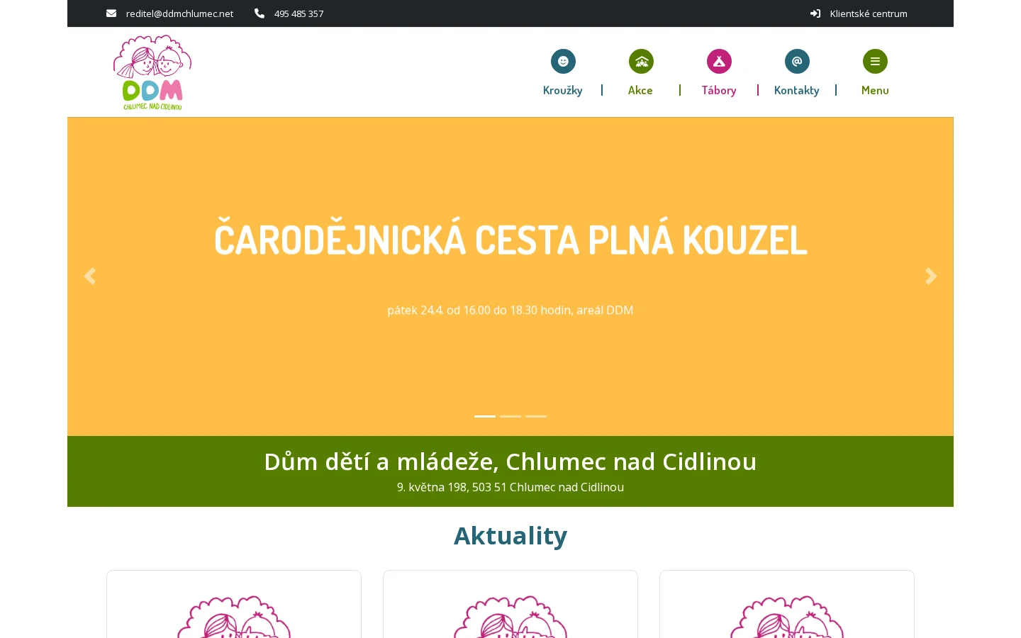Dům dětí a mládeže, Chlumec nad Cidlinou website