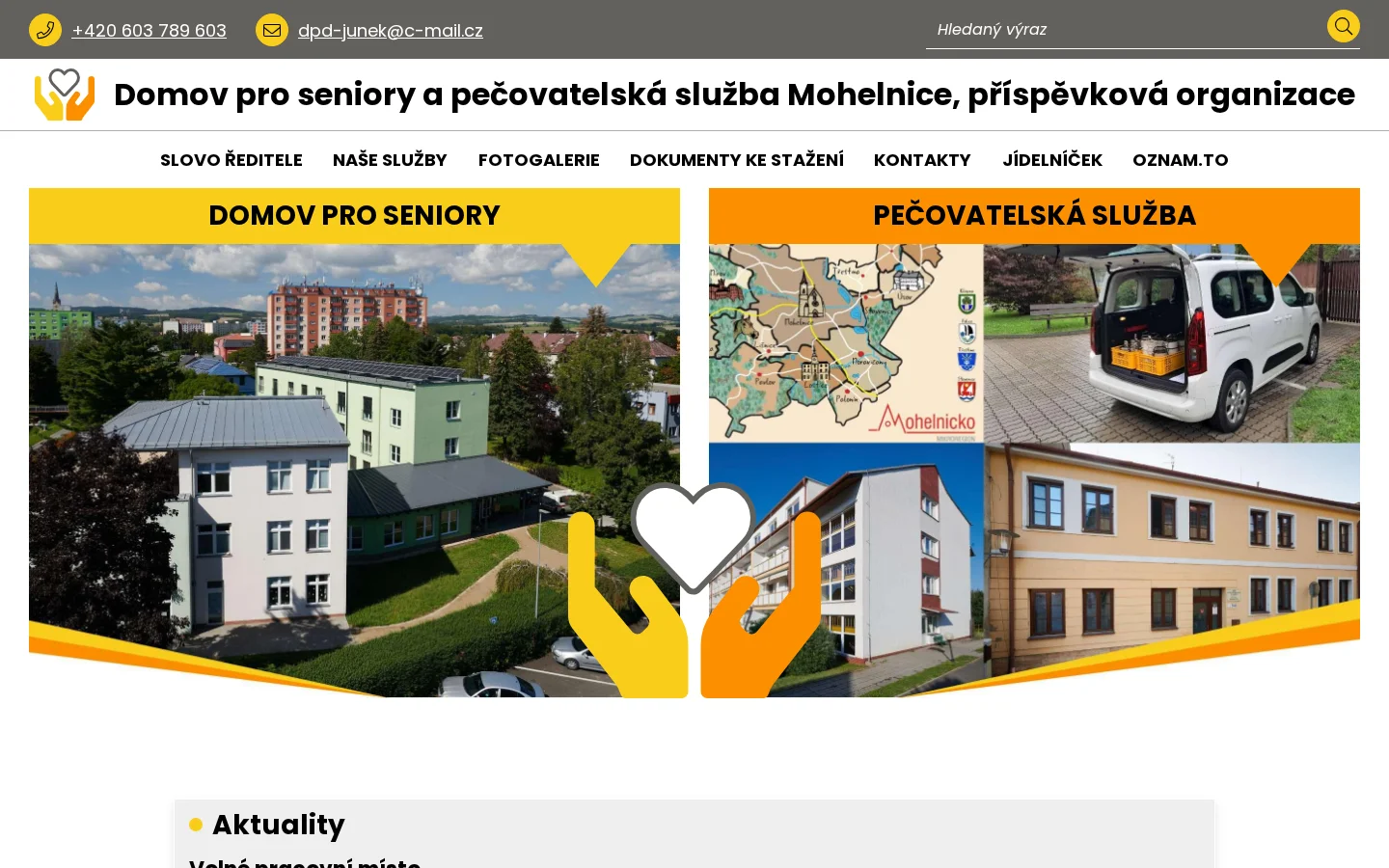 Domov pro seniory a pečovatelská služba Mohelnice website