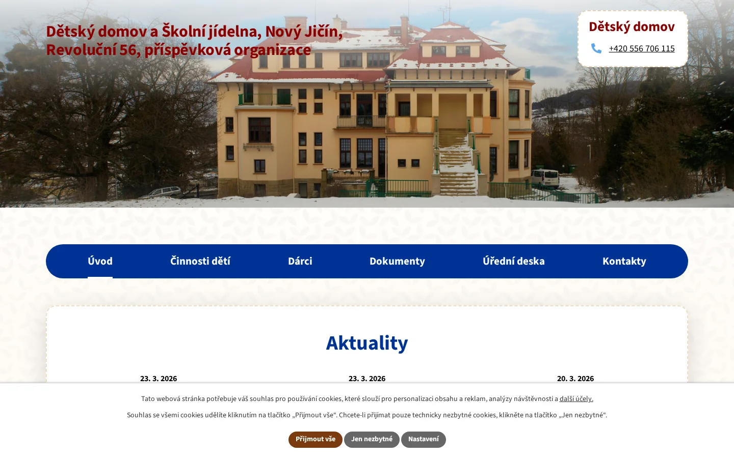 Dětský domov a Školní jídelna Nový Jičín website