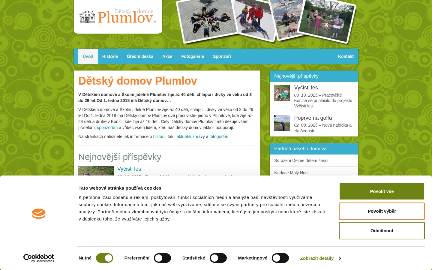 Dětský domov a Školní jídelna, Plumlov website