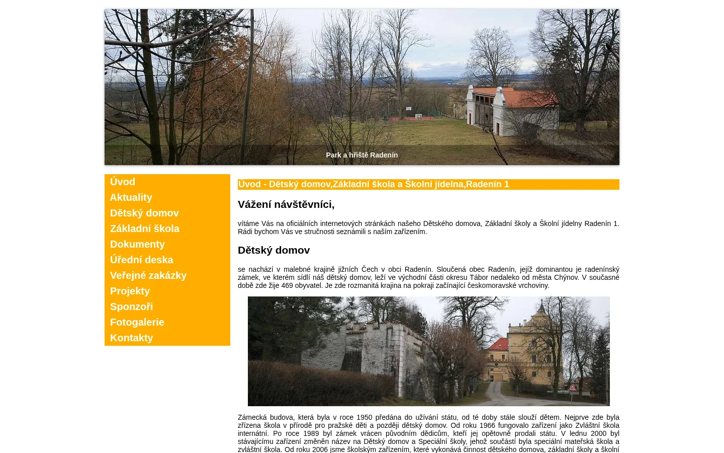 Dětský domov Radenín website