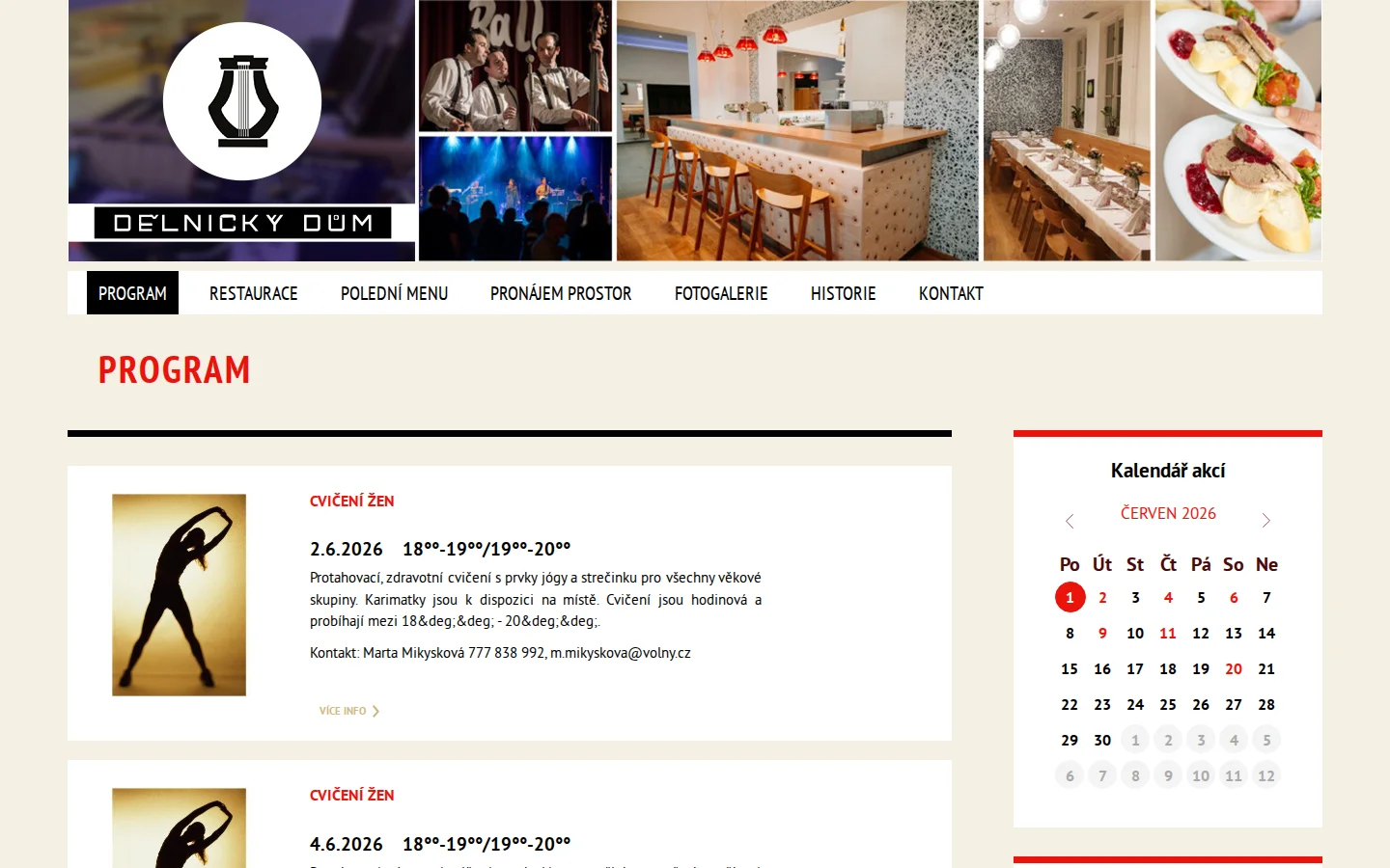 Dělnický dům Brno Židenice website