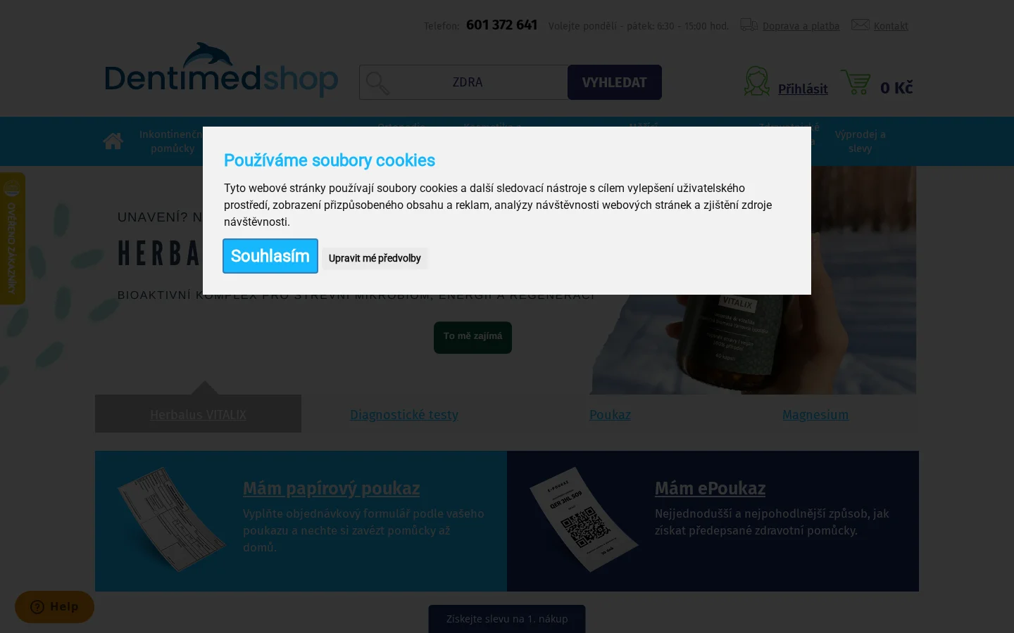 Dentimedshop.cz website