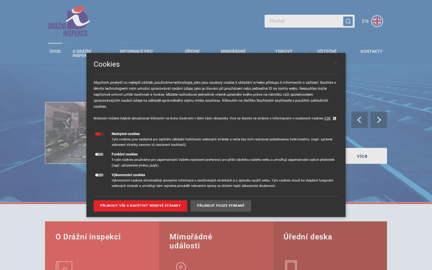 Drážní inspekce website
