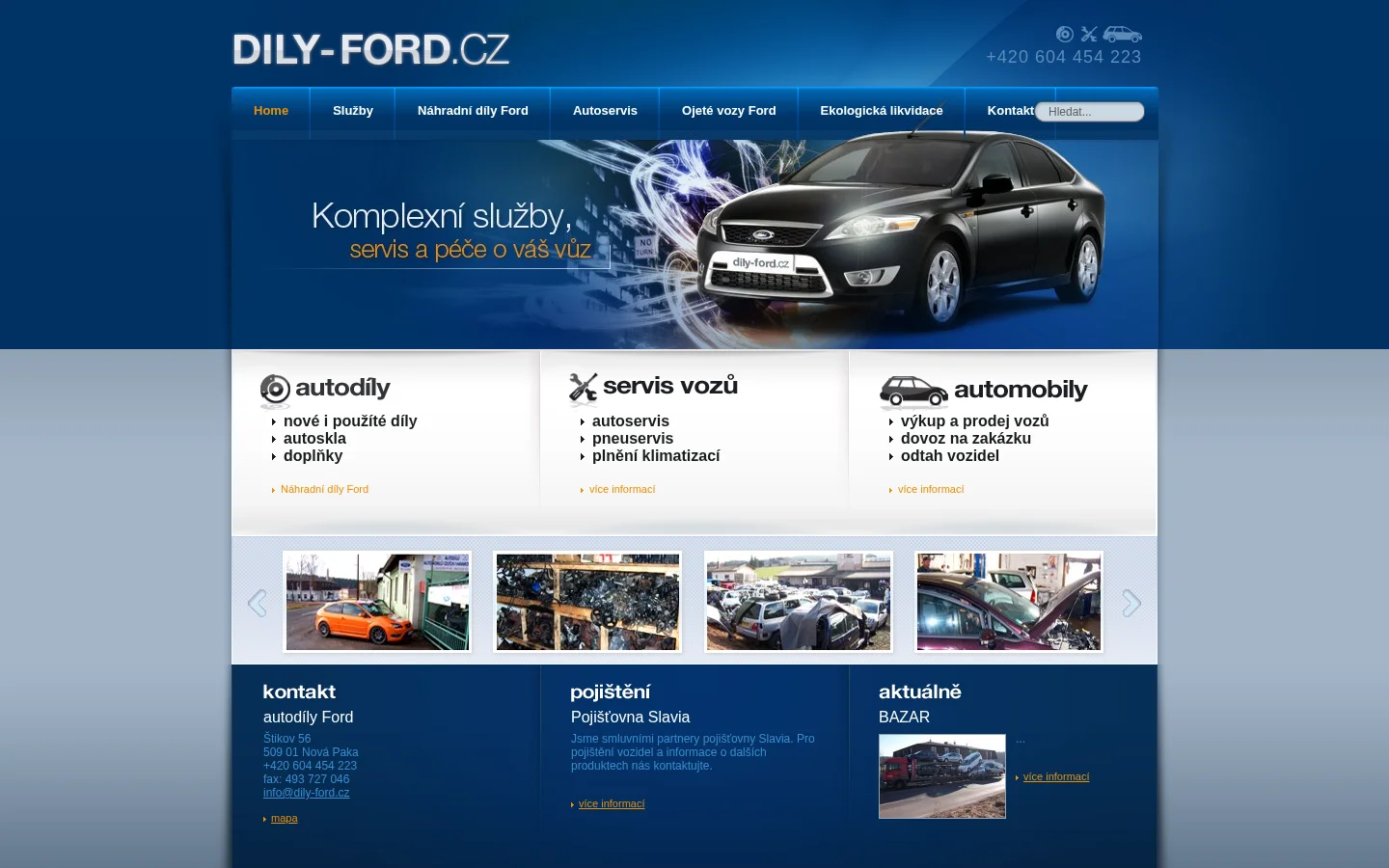 Autodíly Ford website
