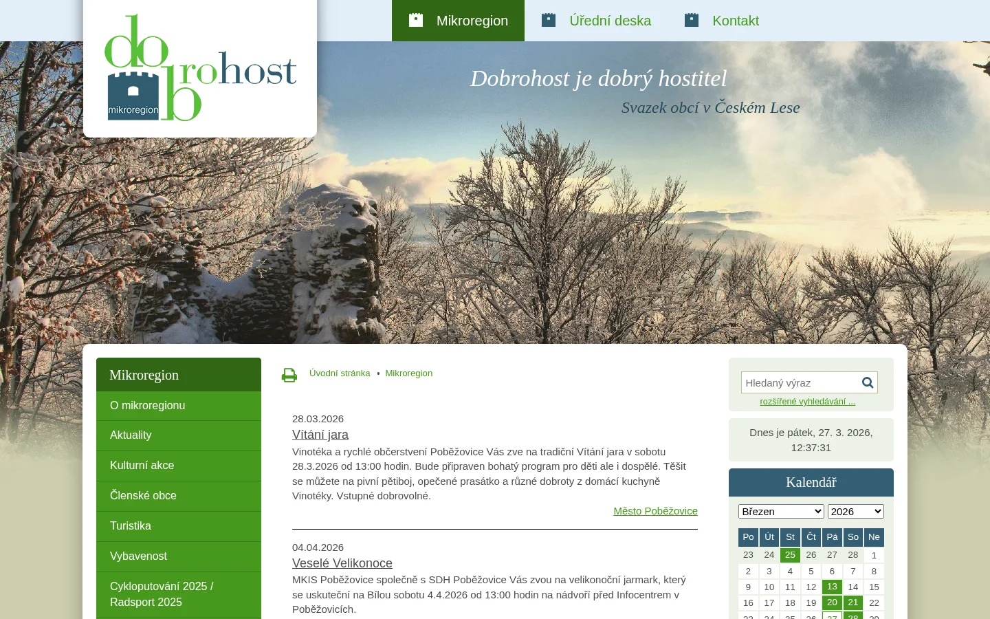 Mikroregion Dobrohost website