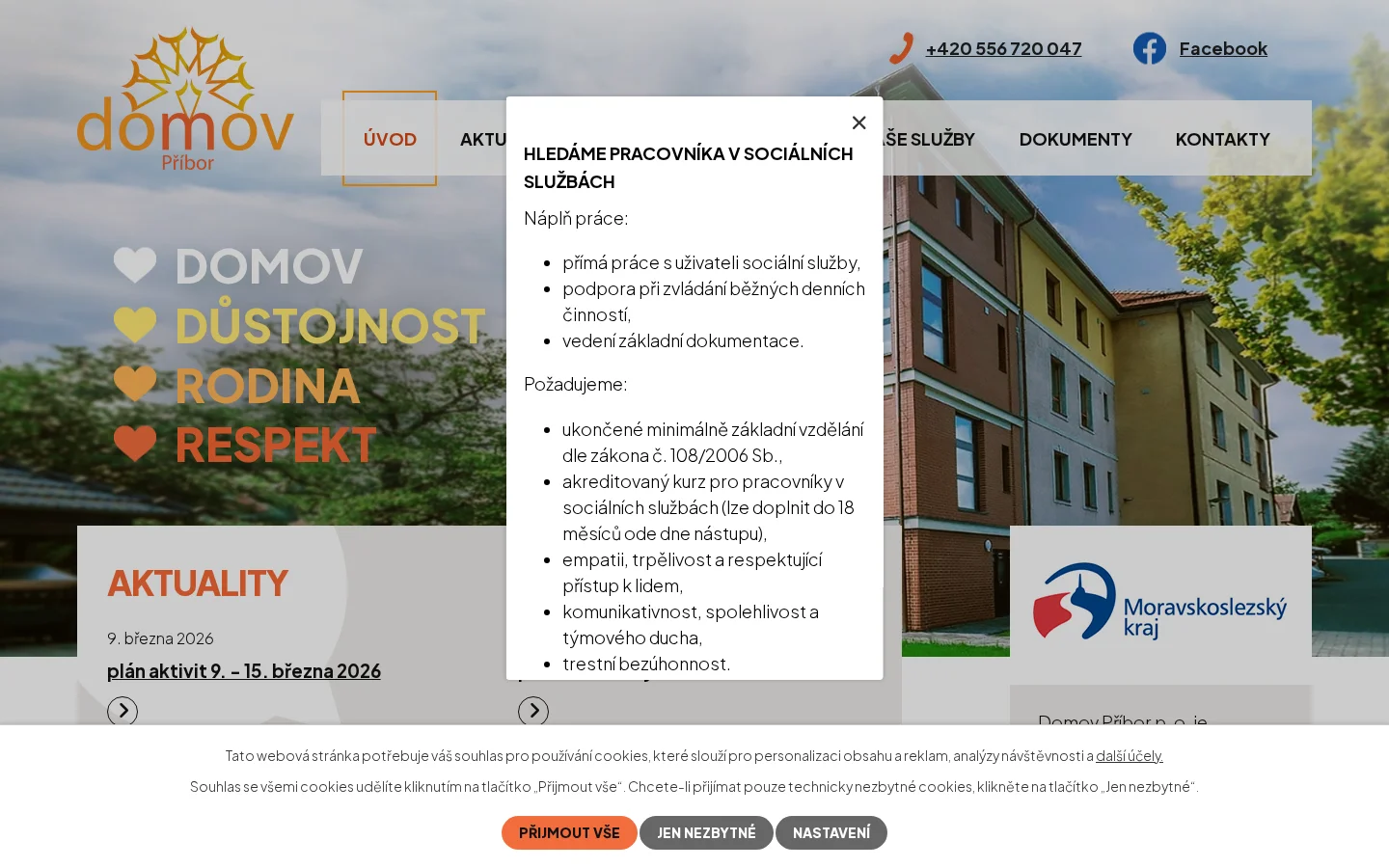 Domov Příbor website