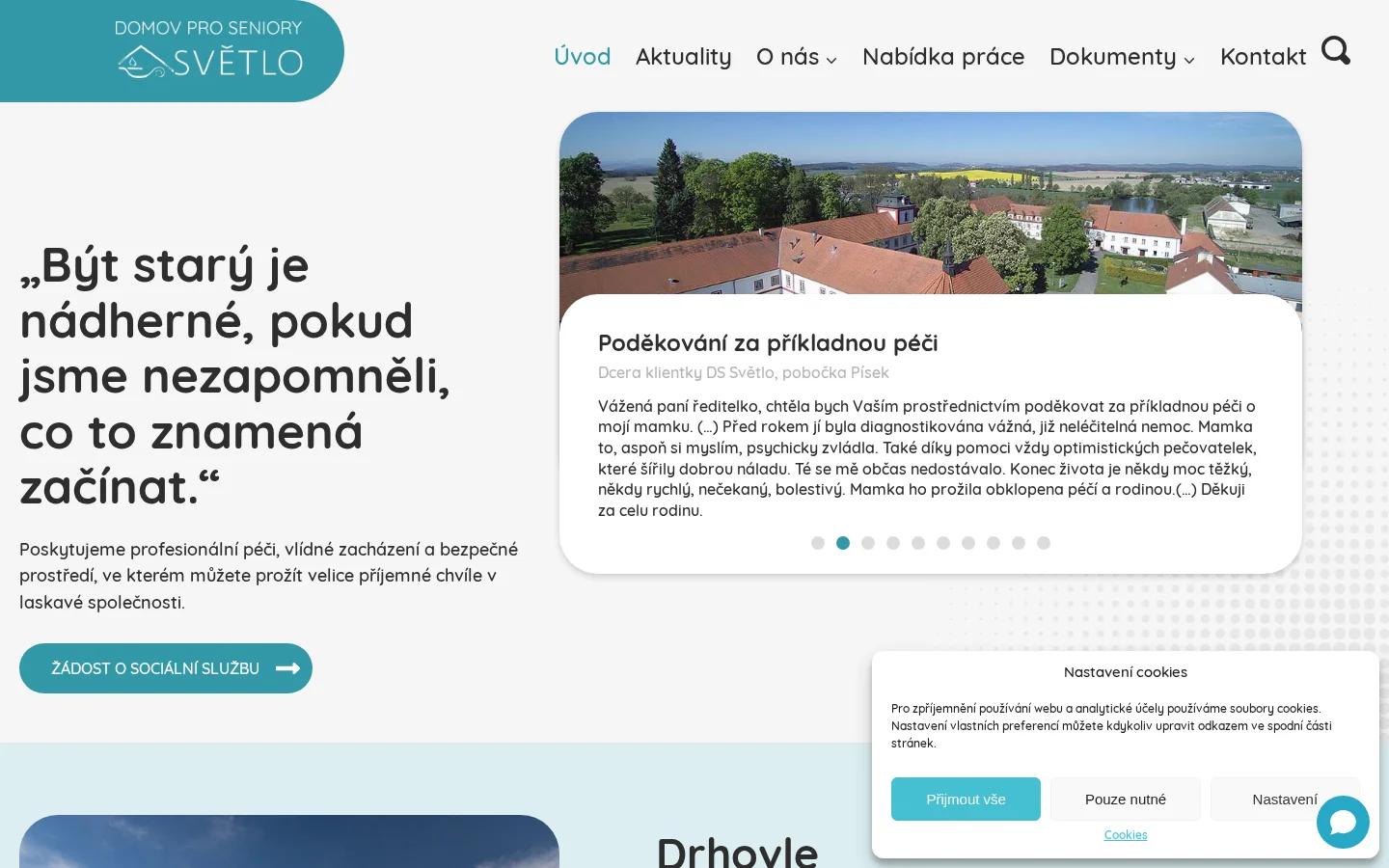 Domov pro seniory Světlo website