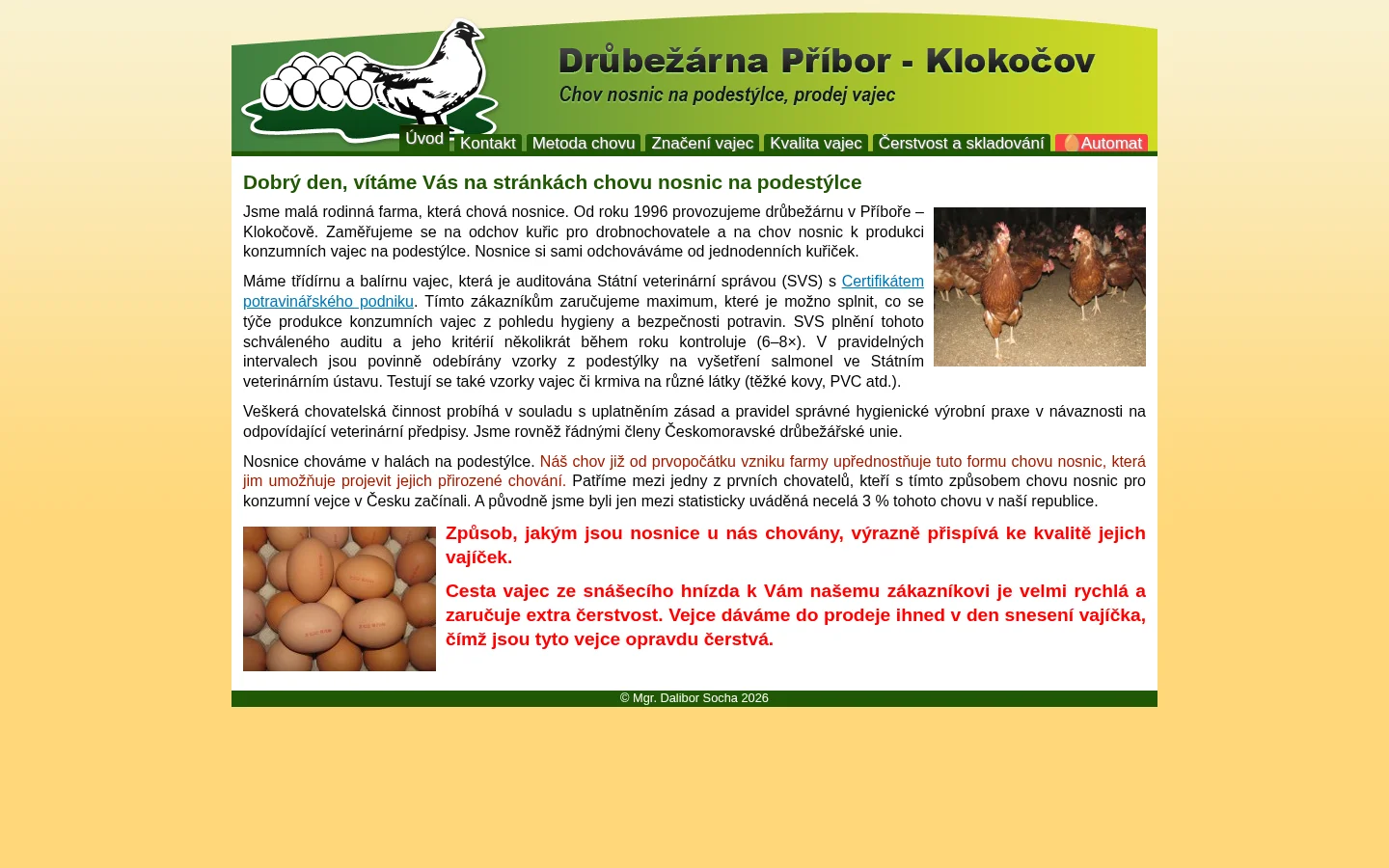 Drůbežárna Příbor website