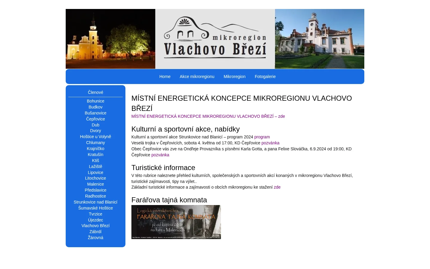 Mikroregion Vlachovo Březí website