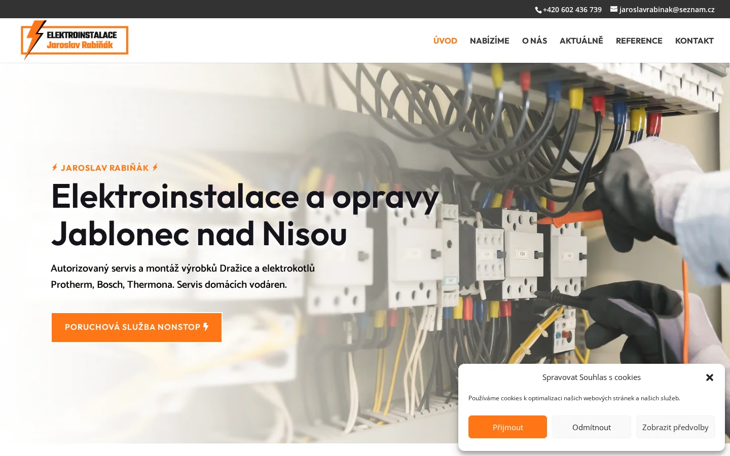 Elektroinstalace a opravy Jaroslav Rabiňák website