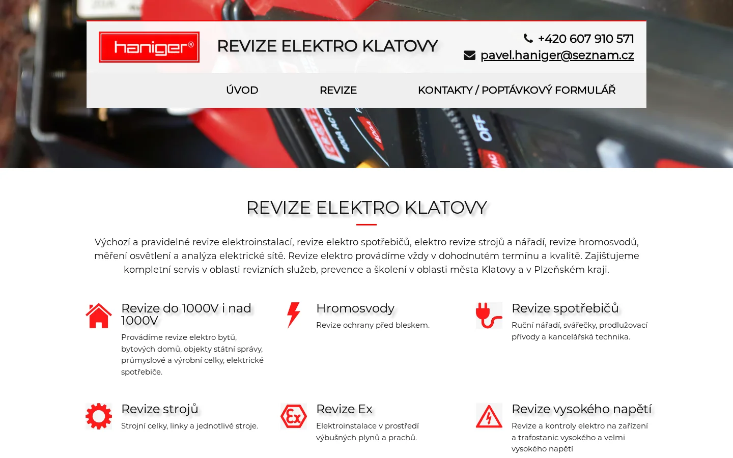 Pavel Haniger - revize elektro Klatovy website