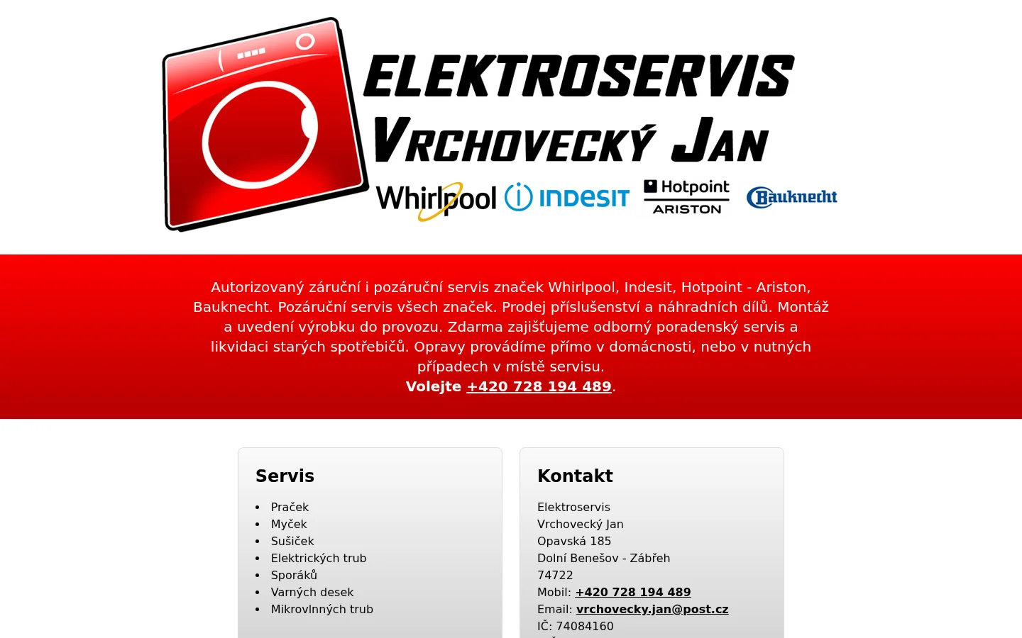 Elektroservis Vrchovecký Jan website
