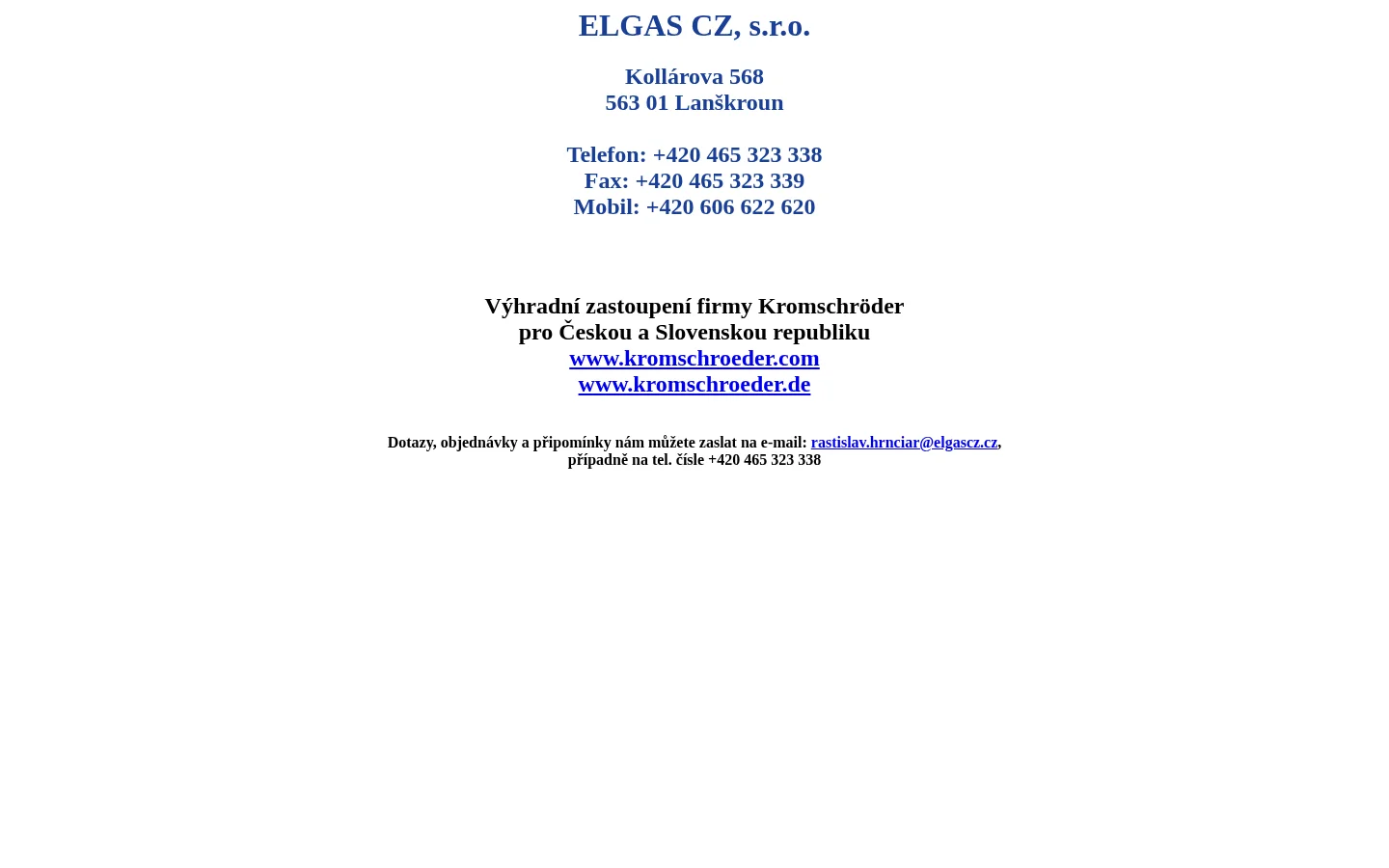 ELGAS CZ, s.r.o. website