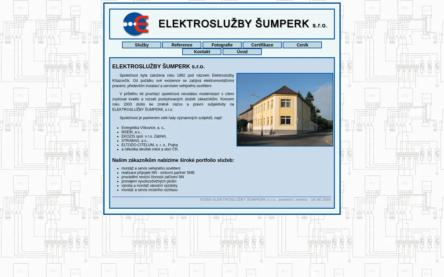 ELEKTROSLUŽBY ŠUMPERK, s.r.o. website