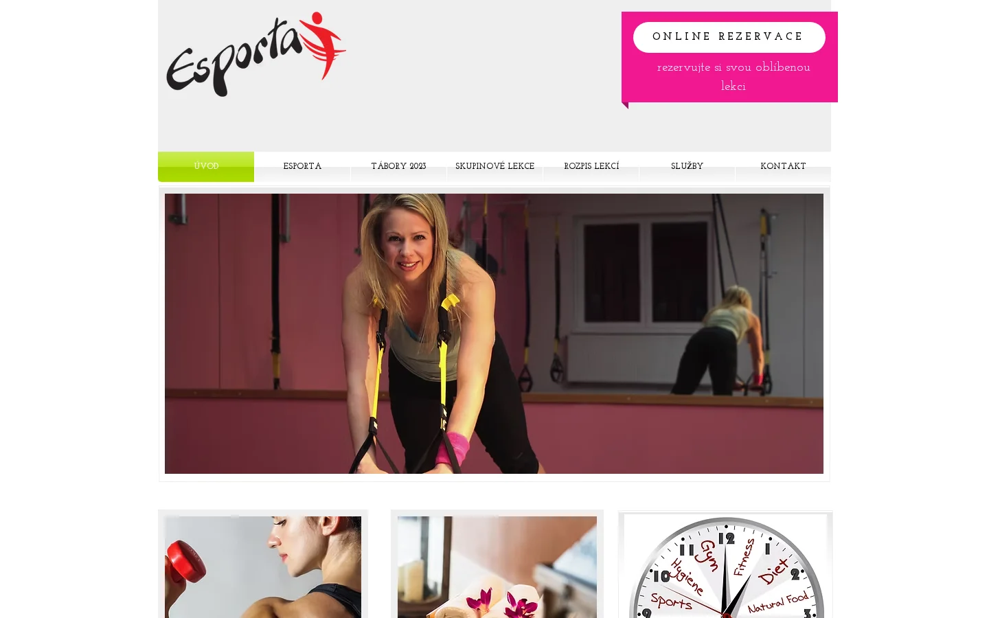 Esporta Fitness Club website