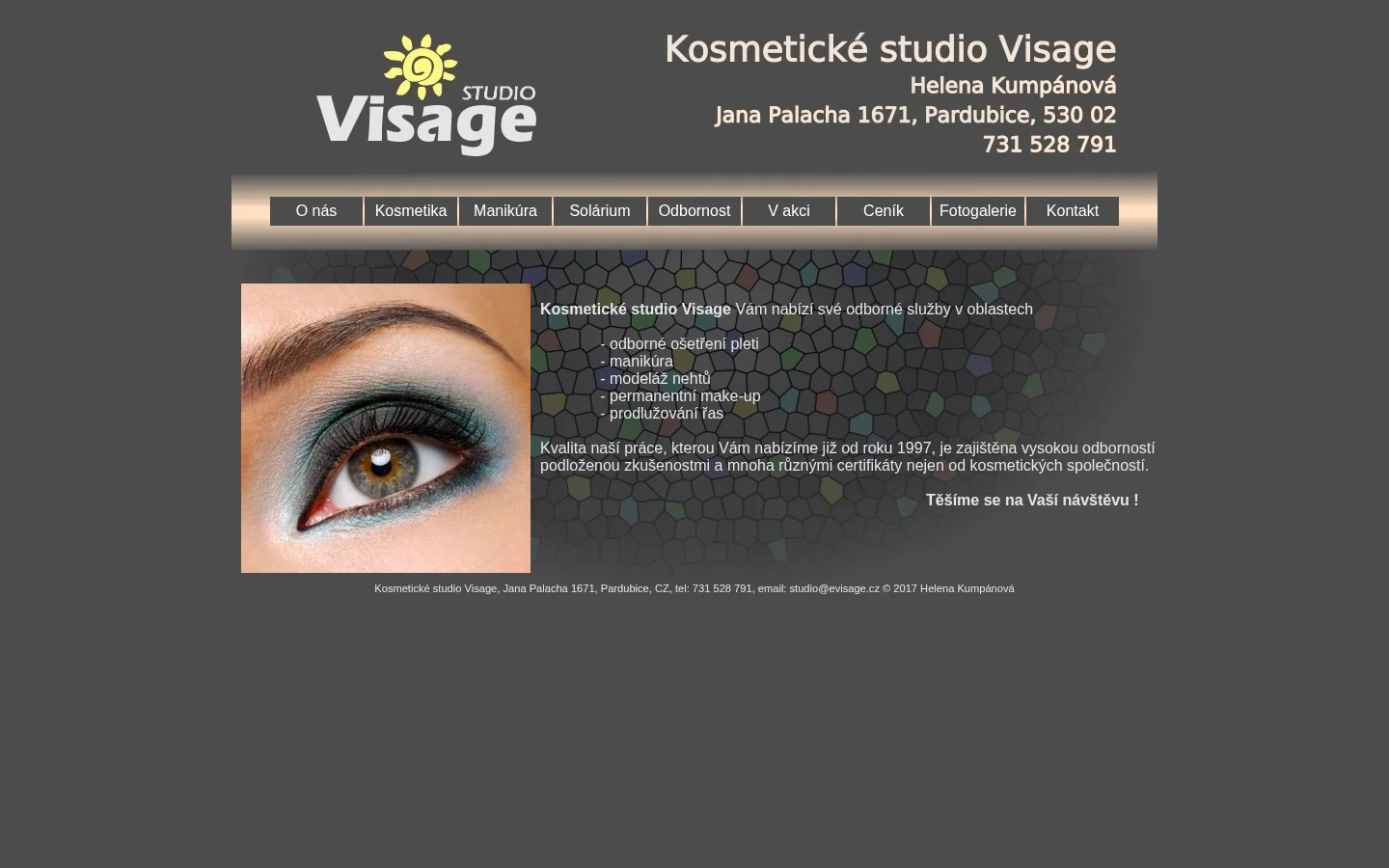 Kosmetické studio Visage website