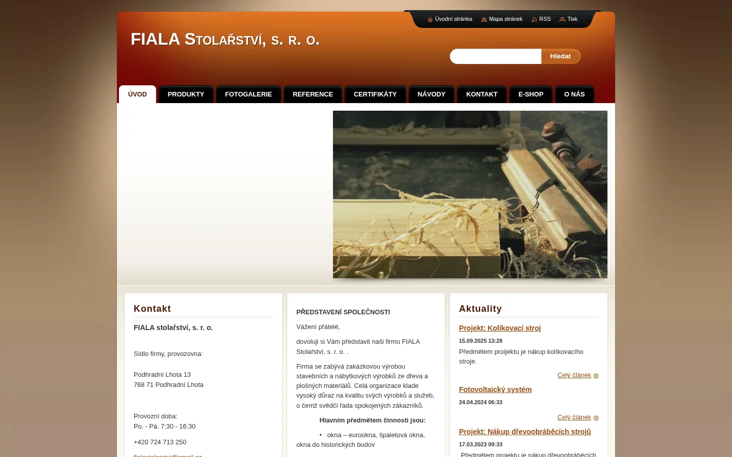FIALA Stolařství website