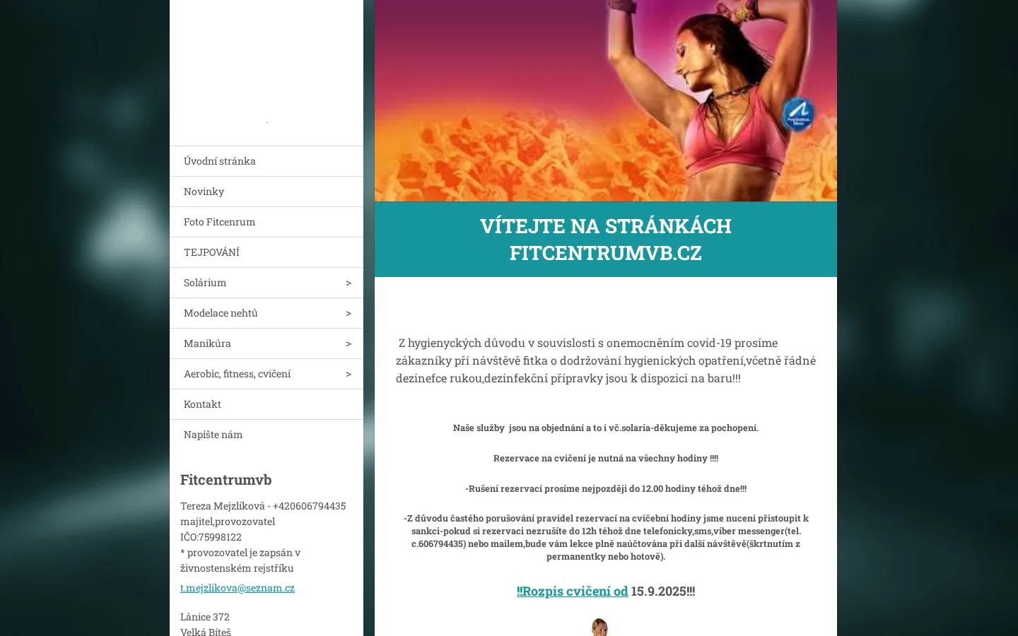 Tereza Mejzlíková - Fitcentrumvb website
