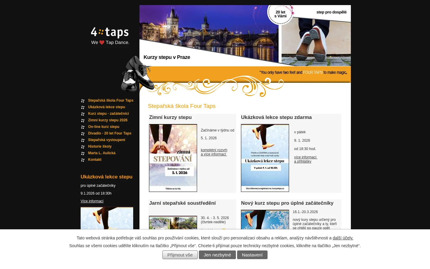 Kurzy stepu Four Taps website
