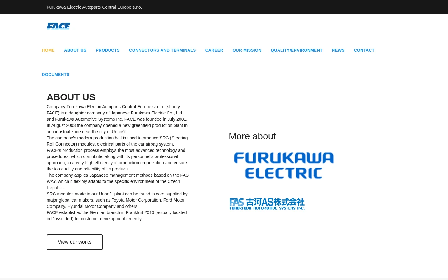 Furukawa Electric Autoparts Central Europe, s.r.o. website