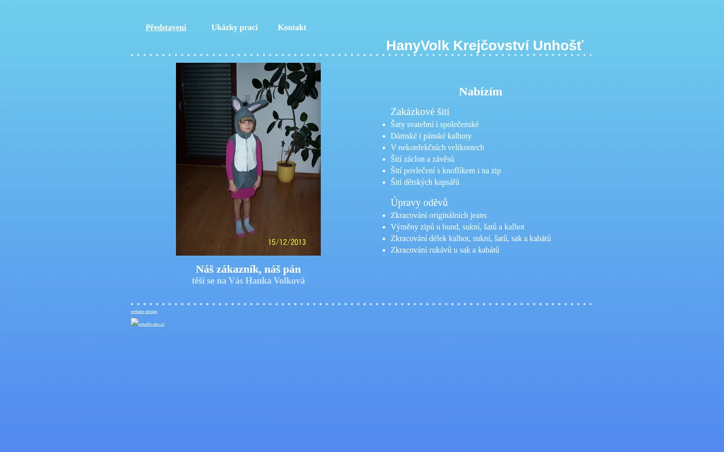HanyVolk Krejčovství website