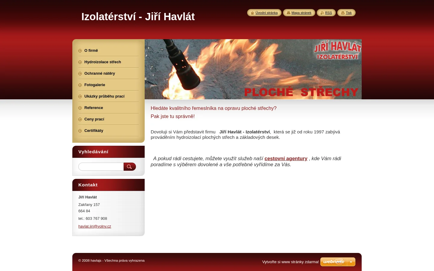 Izolatérství Jiří Havlát website