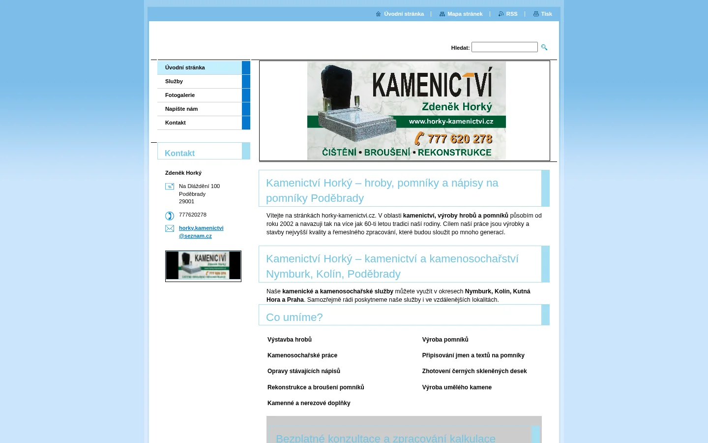 Kamenictví Zdeněk Horký website