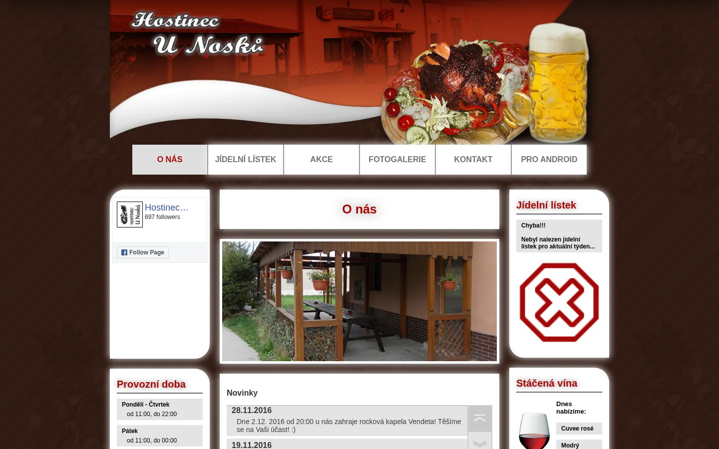 Hostinec U Nosků website