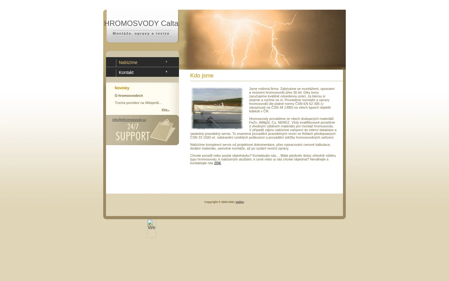Hromosvody Calta website