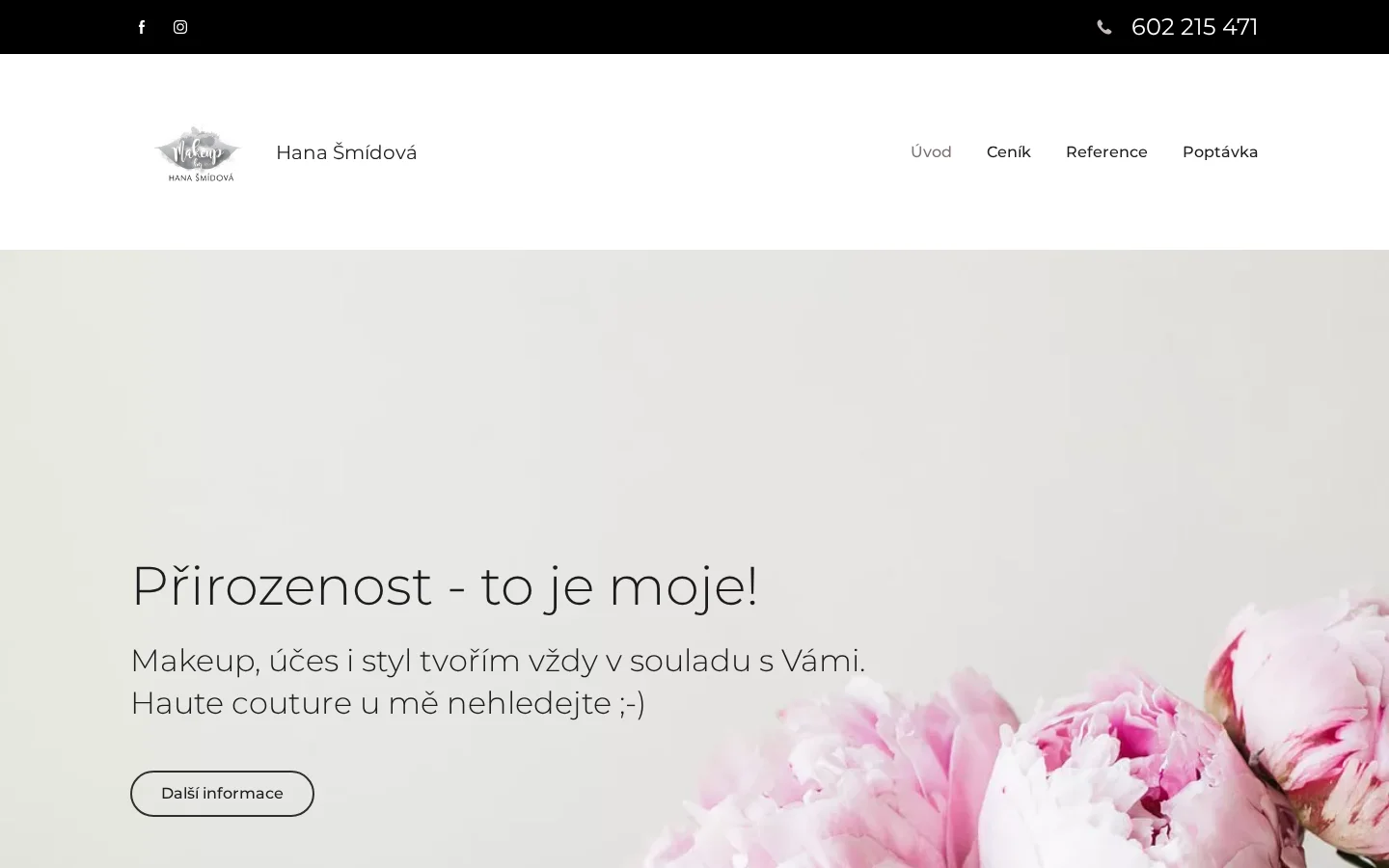 Vizážistka Hana Šmídová website