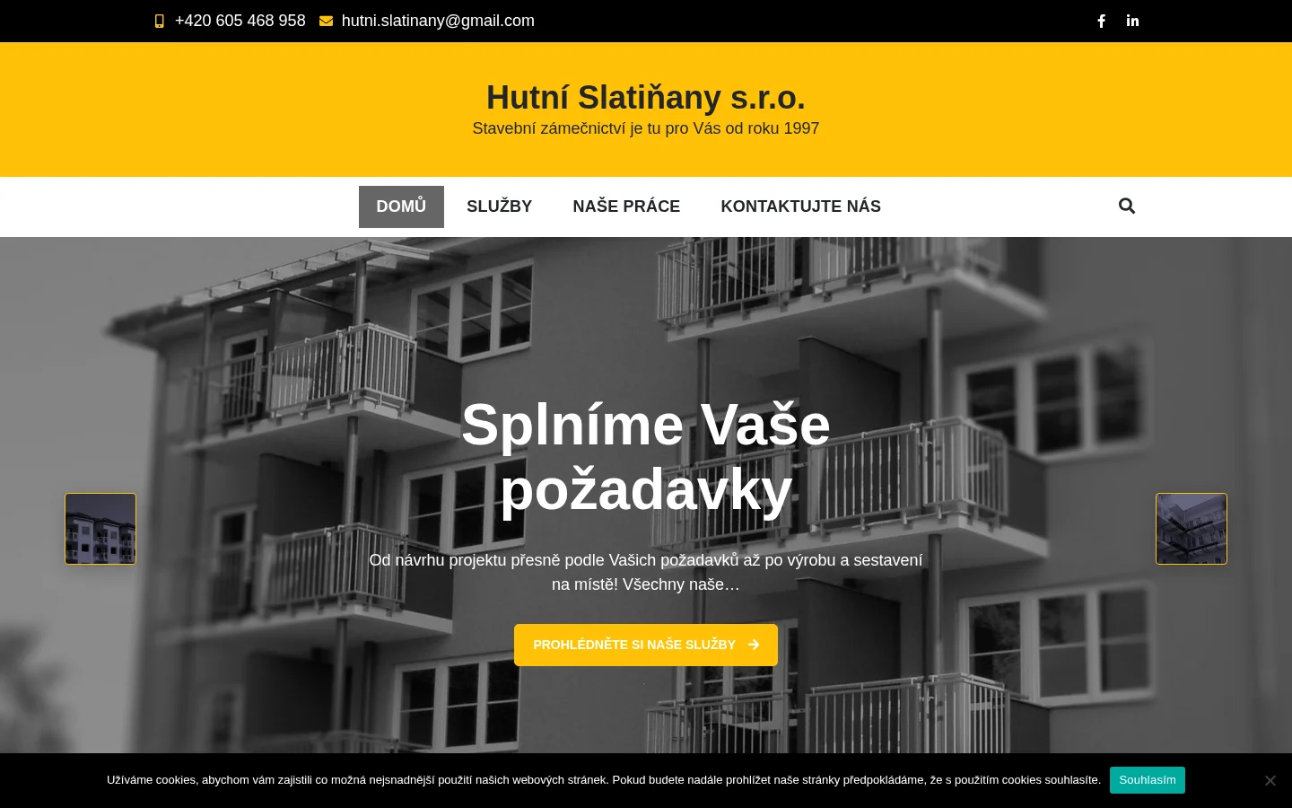 HUTNÍ SLATIŇANY, spol. s r.o. website