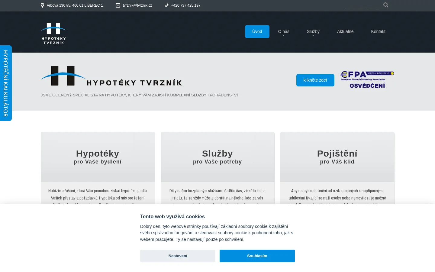 Hypotéky Tvrzník website