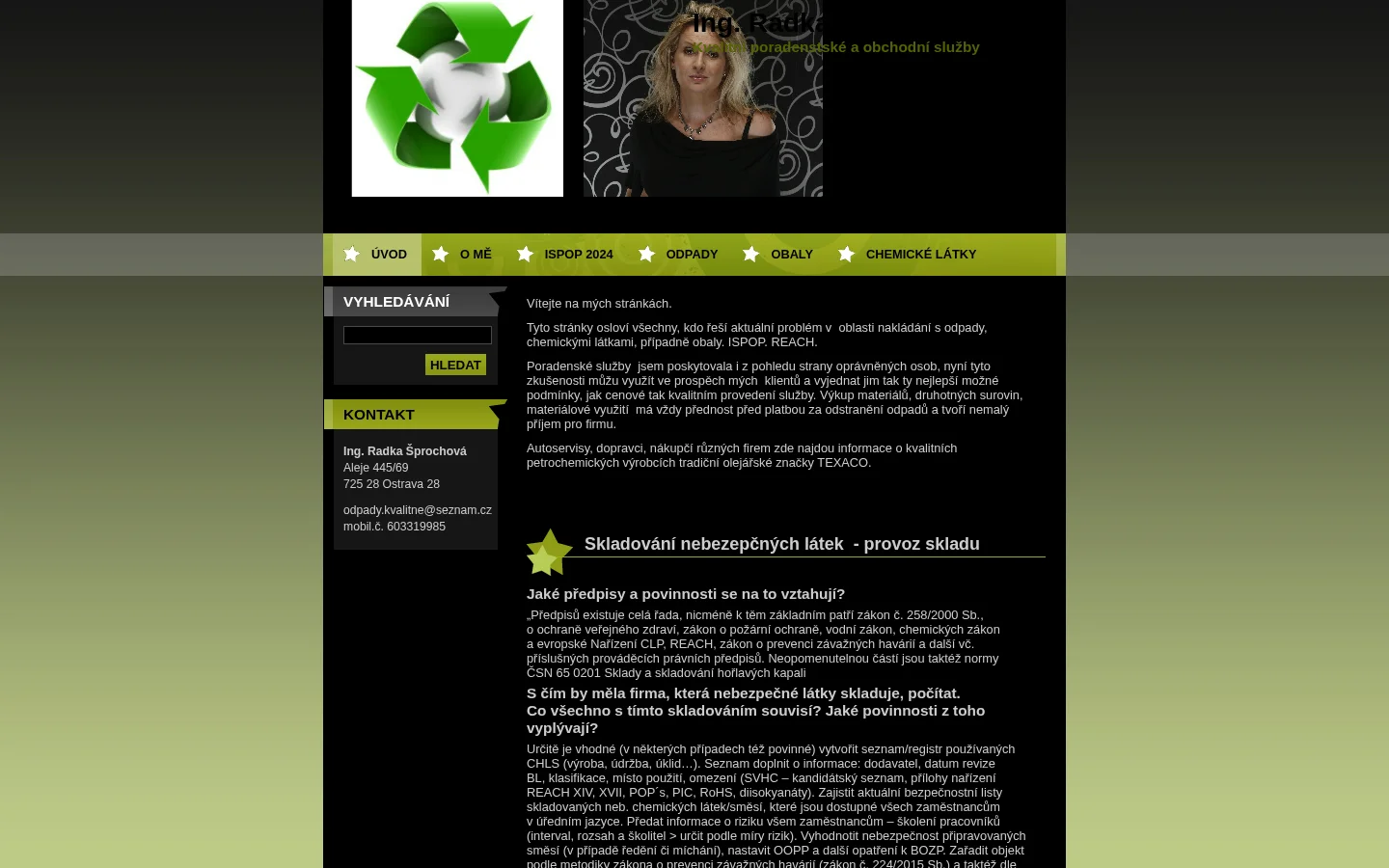 Ing. Radka Šprochová - Ekologické poradenství website