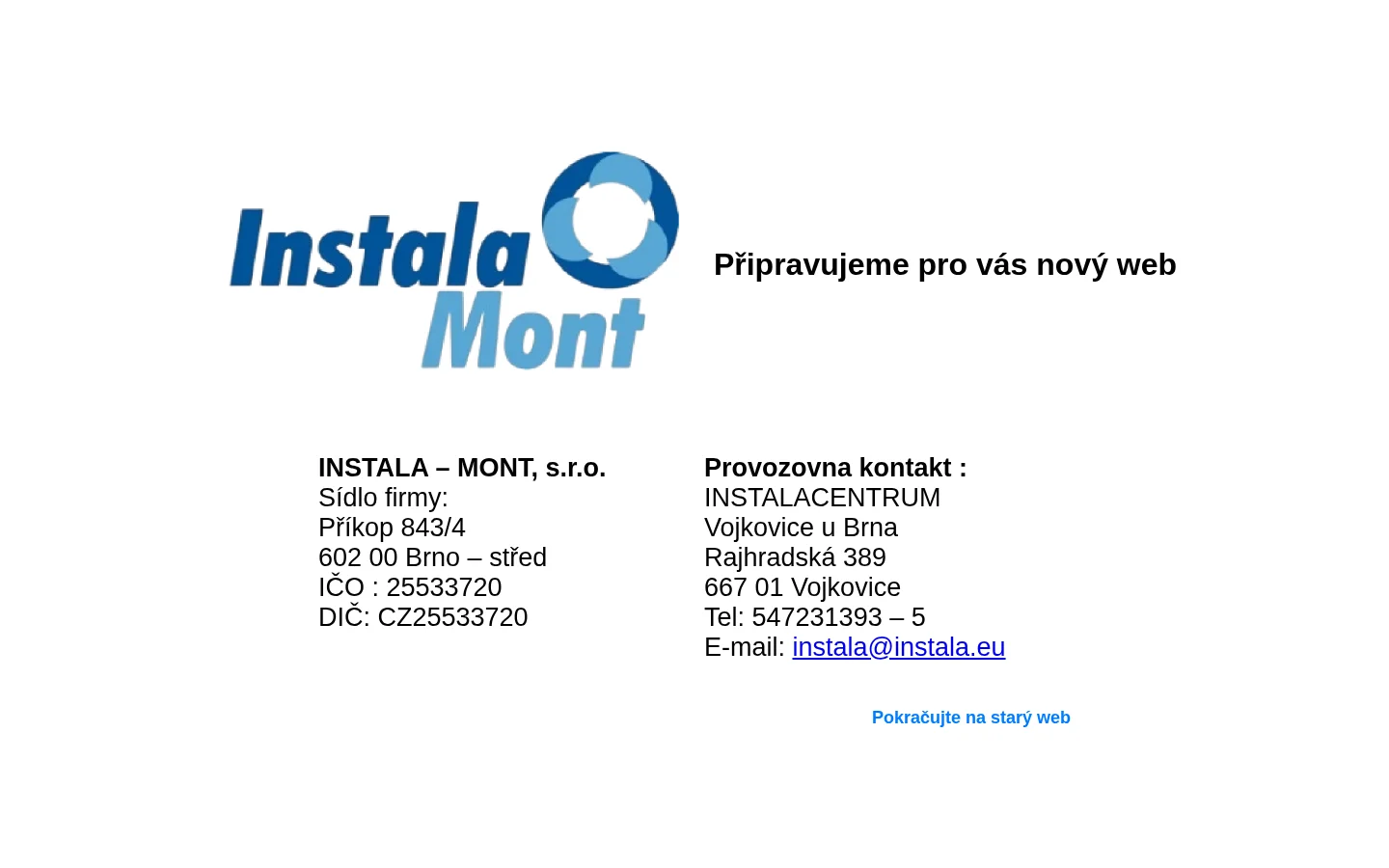INSTALA-MONT, s.r.o. website