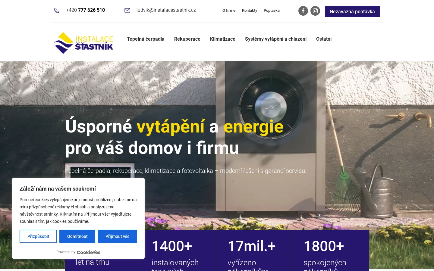 Instalace Šťastník, s.r.o. website