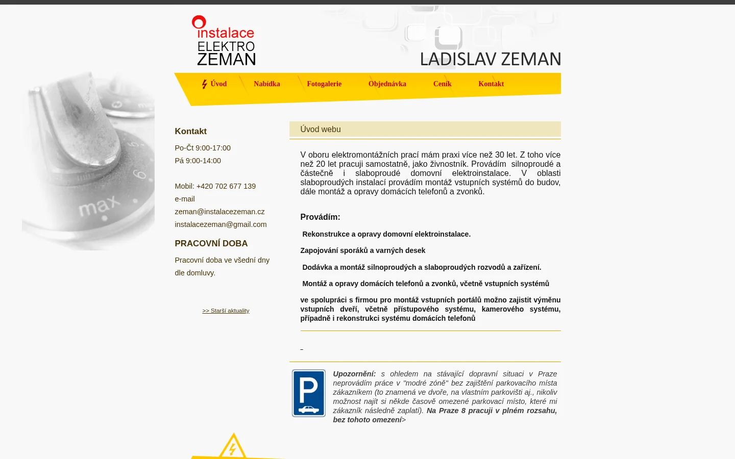 Instalace Elektro Zeman website