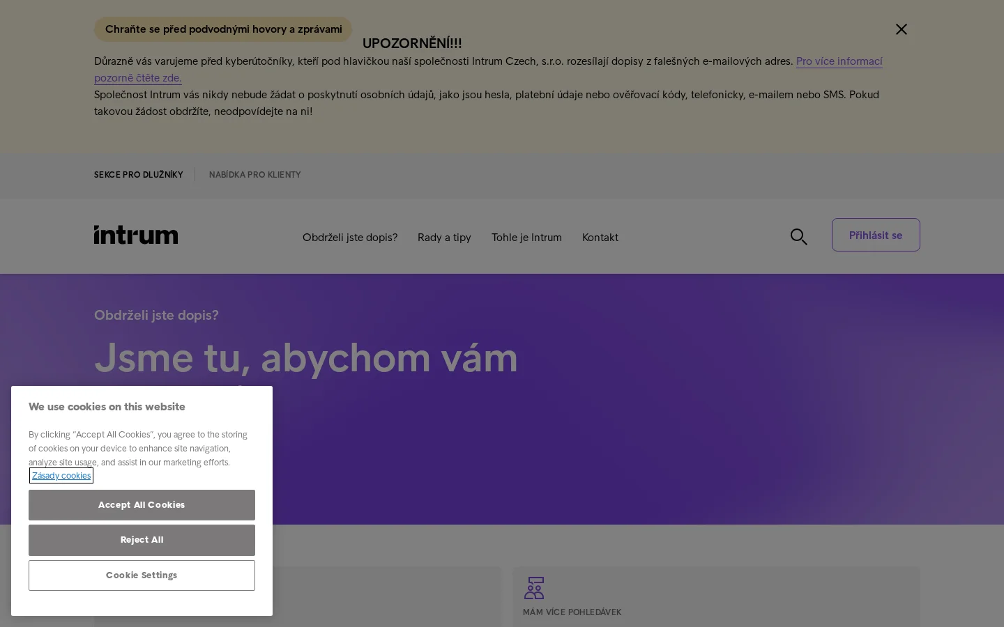 Intrum Czech, s.r.o. website